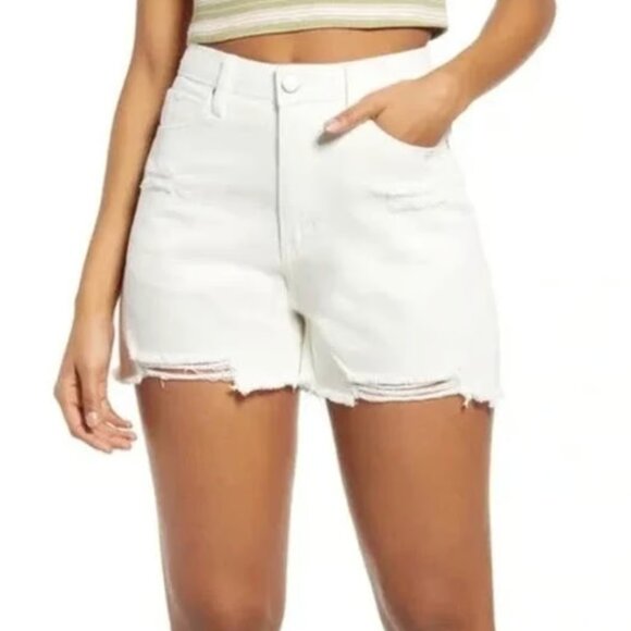 BP High-Rise Distressed White Jean Shorts - Picture 2 of 6